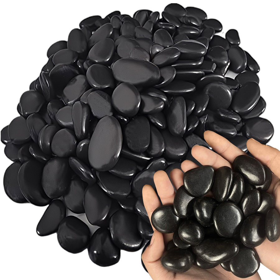 Aquarium Fish Breeding - 200g Black High Polished Natural Pebbles