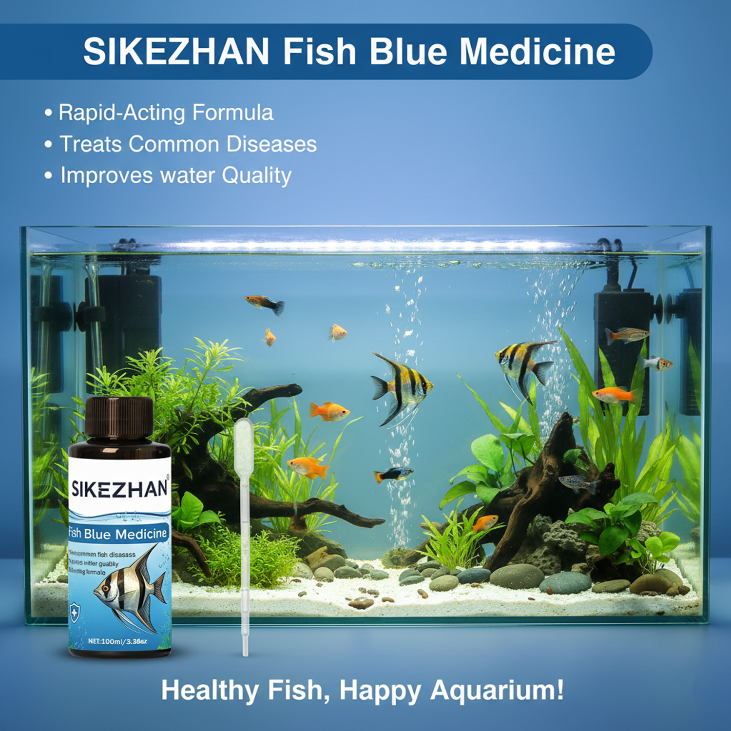 Large 500ml Methylene Blue Fis - Aquarium Fish Big recension och pris