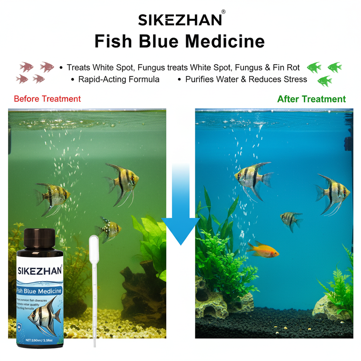 Large 500ml Methylene Blue Fis - Aquarium Fish Big recension och pris